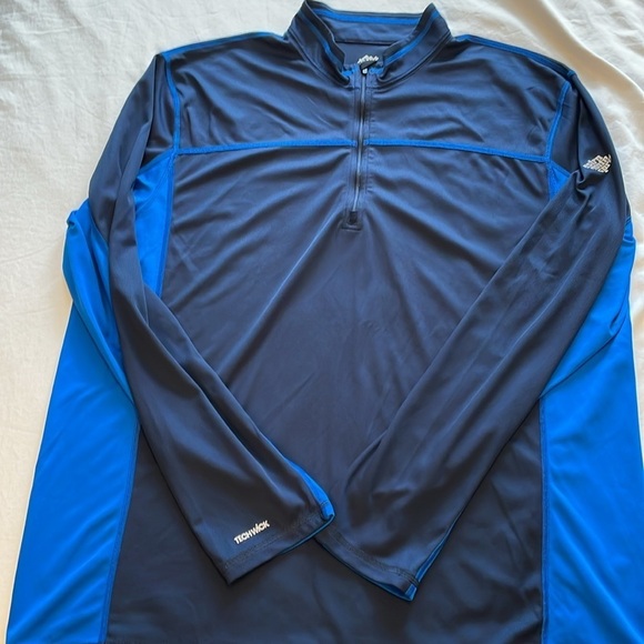 EMS Mens XL TechWick 2 Tone Blue 1/4 Zip Long Sleeve Pullover Lightweight Active - Picture 9 of 9